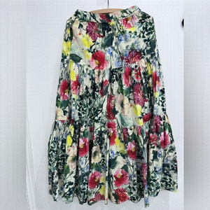 FLORAL long Skirt with pocket hand made